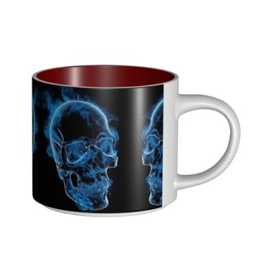 Imagem de ZERAOKE Caveira - Caneca de cerâmica grande para café, grande capacidade para escritório e casa, lavável na lava-louças, design com alça em C.