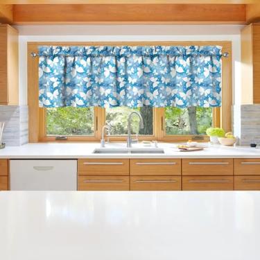 Imagem de sgqjdpmc 1 peça de cortinas de cozinha borboleta para janelas de cozinha cortinas de arte de fazenda decoração sobre pia 45,7 x 137 cm