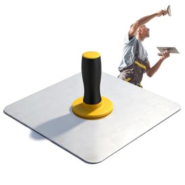 Imagem de Gessos de alumínio para placa de mão de reboco, placa de alumínio de 30 cm x 30 cm, cantos arredondados com alça confortável para argamassa de drywall