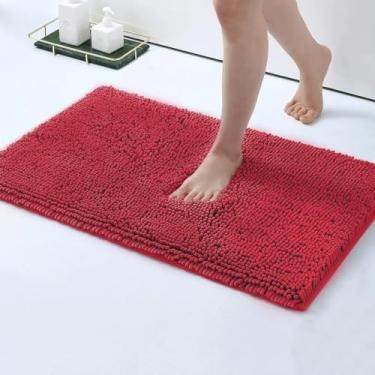 Imagem de Kit Tapete de Banheiro Bolinha Macarrão Antiderrapante 40x60cm - Microfibra Super Absorvente(1 Unidade,Vermelho)