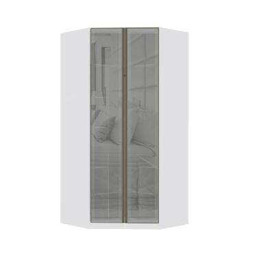 Imagem de Guarda Roupa Canto 2 Portas 111,9cm Prata Branco Prata