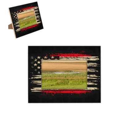 Imagem de hongjinglin Porta-retrato de 10 x 15 cm com design de bandeira de madeira com tapete de parede e mesa para decoração de casa e amigos da família, ideias de presente de casamento