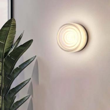 Imagem de Luminária de parede LED de 7W para ambientes internos, redonda e dimerizável, com opções de temperatura de cor de 3000K/4500K/6000K, ideal para sala de estar, quarto e corredor. Possui 3 mod