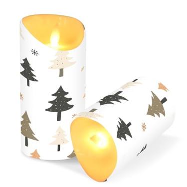 Imagem de Blueangle Pacote com 2 velas de árvore de Natal sem chama com controle remoto e temporizador, velas LED cintilantes (7,6 cm x 9,9 cm) para decoração de casa, casamento, acampamento (158)
