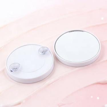 Imagem de Espelho de aumento 5X com ventosas, espelho redondo sem distorção de 8,5 cm para mulheres, espelhos de bolso de viagem para uso diário maquiagem beleza (5GG, branco)