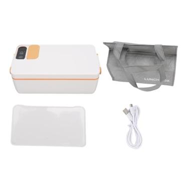 Imagem de Generic Lancheira Elétrica, Aquecedor de Alimentos Aquecido Portátil de 1L Com Aquecimento Sem Fio de 40 W para Trabalho Em Viagens, Alimentado por USB Tipo C, Recipiente Interno de Aço (Branca)