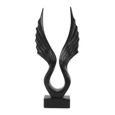 Imagem de CUOFYUNL Escultura de asa abstrata artística decorativa resina asa estátua ornamento para sala de estar escritório (Asas de Anjo Negro)