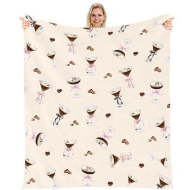 Imagem de Wxiben Martini Bow Blanket Gifts - Tini Bit Older Birthday Flanela Cobertor Marrom Martini Cocktail Decorações para Mulheres Bachelorette Tini Bar Festa Lembranças de Chá de Nupcial 152 x 127