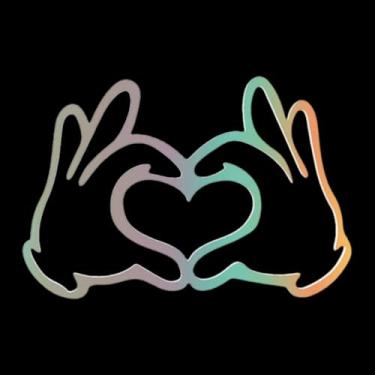 Imagem de Adesivo de carro com arte em vinil coração amor à mão, adesivo durável à prova d'água para janelas/para-choques, cadernos e laptops, presente romântico para amantes (colorido)