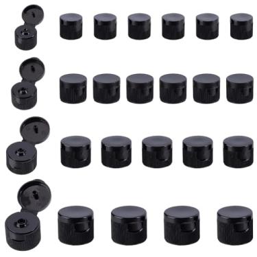 Imagem de GORGECRAFT 32 peças 4 tamanhos tampa de distribuição flip top preto garrafas de substituição tampas vazias plástico reutilizável à prova de vazamento tampa tampa de encaixe para xampu hidratante