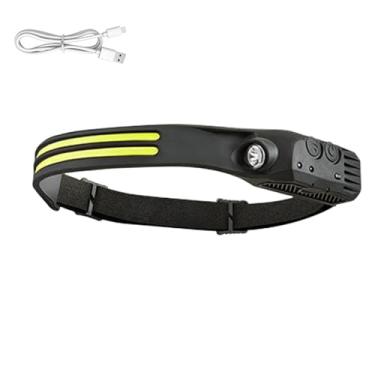 Imagem de Lanterna de cabeça recarregável – à prova d'água recarregável por USB com sensor de movimento | Lanterna de cabeça alimentada por bateria – para caminhadas, , trabalho, caminhada, Natal, barraca