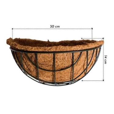 Imagem de Kit 3 a 7 Vasos de parede para plantas fibra de coco meia lua para pla