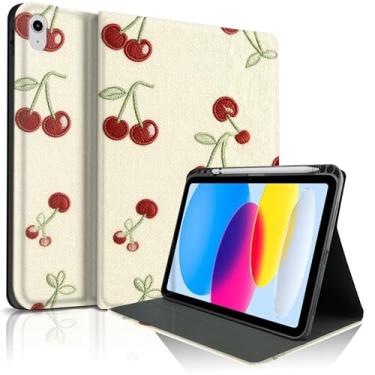 Imagem de TopPerfekt Capa para iPad 11ª (A16) 11 polegadas 2025/10ª geração 11 polegadas 2022, linda cereja chique, elegante, design estético, capa protetora com suporte para lápis, antiderrapante, à prova de
