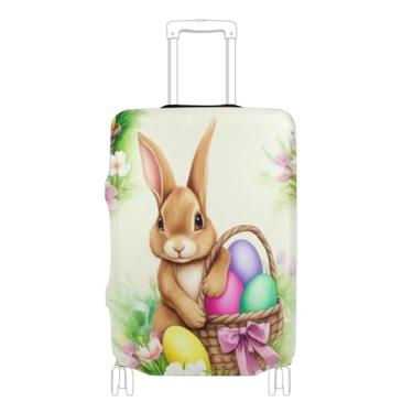 Imagem de Joisal Lindos coelhos da Páscoa, ovos, capas de mala para bagagem, bagagem, viagem, férias, essenciais, P, serve para estojo de 45 a 50 cm, Ovos fofos de coelhinhos da Páscoa, S 18-20 in, Capa de mala