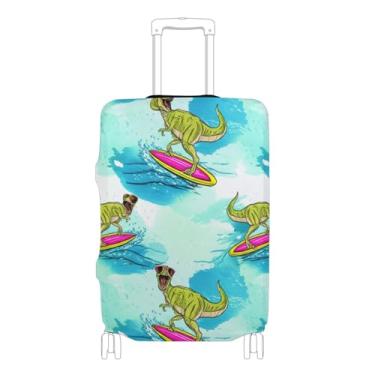 Imagem de Capas de mala com estampa de animal para protetor de bagagem personalizado tiranossauro Rex Ocean Flight Travel Suitcase, P, serve para estojo de 45 a 50 cm, Cool Tyrannosaurus Rex Ocean, S 18-20 in