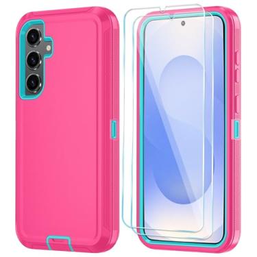 Imagem de ONOLA Capa para Samsung Galaxy S25+/S25 Plus com protetor de tela HD [não serve para S25/S25 Ultra], capa de telefone resistente 3 em 1 para Galaxy S25 Plus de 6,7 polegadas, rosa azul celeste