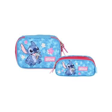 Imagem de Kit Escolar Lilo Stitch Estojo Box + Estojo Triplo Premium