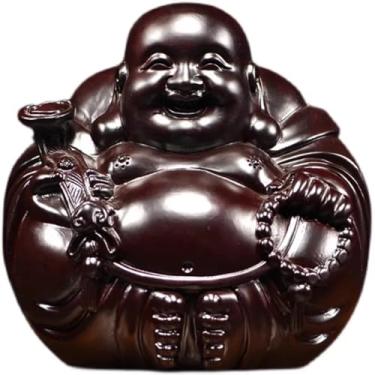 Imagem de FENNYYAR Estátua de Buda Maitreya feita à mão, 12 cm, ornamento Feng Shui