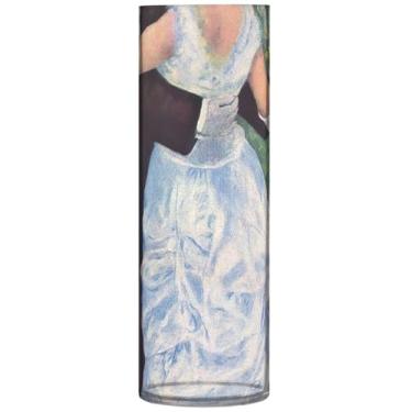 Imagem de Auguste Renoir Dance Art Painting Cilindro Centerpiece Vasos para Mesa Personalizado Bonito Vaso Alto Impressão Plástica Decoração de Casa Sala de Estar, 30 cm x 9,9 cm