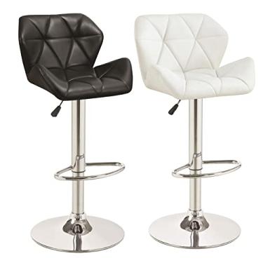 Imagem de Banco de bar, banco de bar giratório, banco de bar ajustável em altura, conjunto de 2, banco de bar giratório com encosto, banco de metal, banco de bar vintage industrial, multicolorido