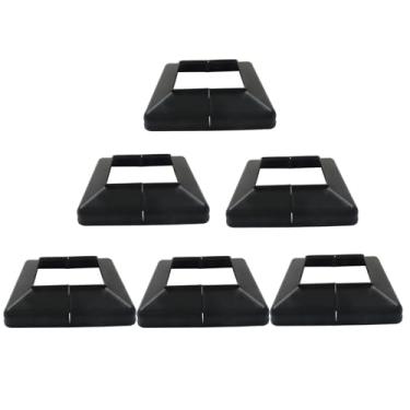 Imagem de Piutouyar Placa de cobertura de base preta para trilhos de 80 mm/pino de 3,15 polegadas, base de flange de plástico capa de saia para cerca, corrimão de escada, corrimão, flange de piso (design aberto
