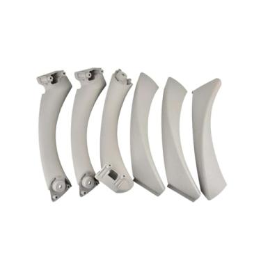 Imagem de Maçaneta interna do carro, painel da porta interna, capa de guarnição, cinza, bege, preto, compatível com BMW Série 3 E90 E91 2004-2012(Gray LHD)