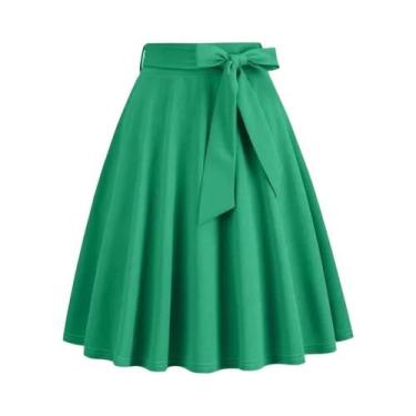 Imagem de Mulheres verão midi saia longa sólida elegante faldas cintura alta uma