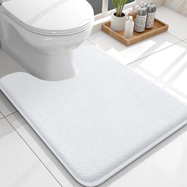 Imagem de OLANLY Tapetes de banheiro em forma de U 61 x 50 cm, tapetes de banheiro com contorno espesso de espuma viscoelástica, secagem rápida, lavável na máquina, tapete de banheiro antiderrapante, acessórios