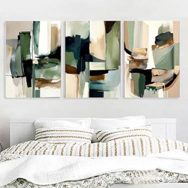 Imagem de 3 peças arte de parede em tela abstrata tríptico, pôsteres minimalistas à prova d'água, decoração moderna para quarto, escritório, sala de estar, café, bar. (Observação: sem moldura), 30 x 45 cm