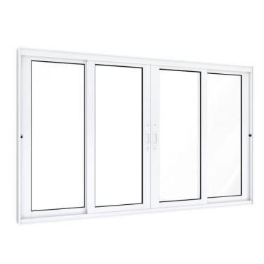 Imagem de Janela de Correr Alumínio Central 2 Folhas Móveis 2 Fixas Lucasa Eccellente 120cmx150cm Branco