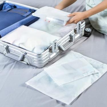 Imagem de Bolsa de armazenamento de viagem com 10 peças, bolsa de embalagem de roupas, bagagem com zíper transparente resselável, tamanho extra grande (50 x 40 cm)