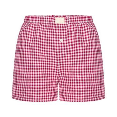 Imagem de Shorts Boxer Vermelho e Azul Guingão para Mulheres e Adolescentes - Ci