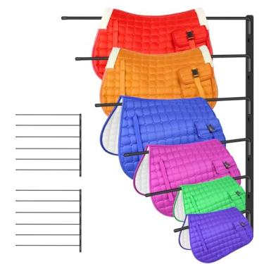 Imagem de Zwinz 2 peças de suporte de almofada de sela, suporte de cobertor de cavalo montado na parede de 180 graus com 6 braços extralongos bem espaçados, suporte de cobertor de cavalo para vários acessórios