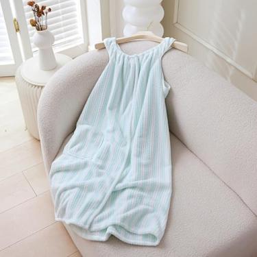 Imagem de Toalha de banho vestível de água de secagem rápida, roupão de banho 2 em 1, toalha de banho vestível para mulheres após o banho - azul