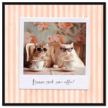 Imagem de Art Remedy Coffee Date Polaroid Canvas Kids Art Prints, moldura preta, 40,6 cm x 40,6 cm