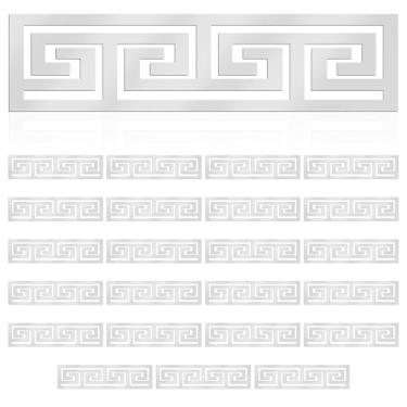 Imagem de ZJRDYYK 24 peças de adesivos de decoração de parede de espelho de acrílico, adesivos de parede autoadesivos decorativos para quarto, sala de estar, fundo de casa, adesivos de parede e murais (prata)