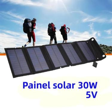 Imagem de Painel Solar Portátil Flexível E Dobrável De 30W Sistema De Carregamen