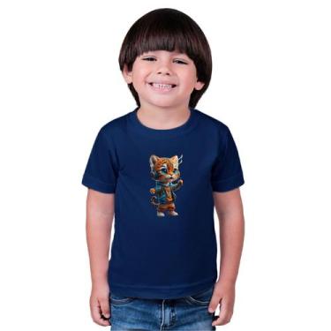 Imagem de Camiseta Masculina Infantil Cat Studio, Azul, 4