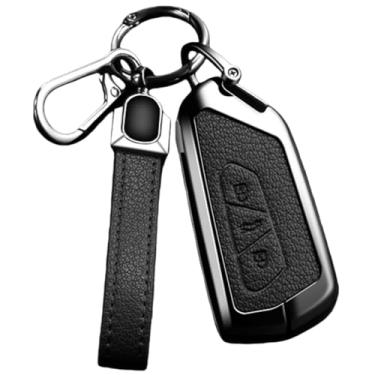 Imagem de Capa de chaveiro de carro compatível com VW Golf 8 / Octavia A8 / MK8 2022 2021 Compatível com SEAT Leon MK4 em liga de zinco e acessório de chaveiro de couro(B -2 Black)