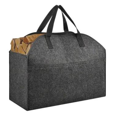 Imagem de Cesta de toras para lenha,Cesta de lenha | Porta-lenha Alças resistentes Sacos de lenha,Sacola de lenha resistente, transportador de toras de, saco de armazenamento de roupas para revistas, brinquedo