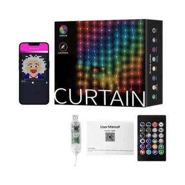 Imagem de Luzes De Cortina Inteligentes 800 LEDs Bluetooth App RGB Luzes De Fada