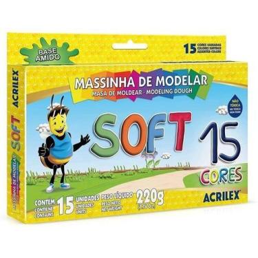 Imagem de Kit c/ 2 Massinha De Modelar Soft Escolar Acrilex - 15 Cores