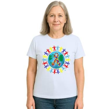 Imagem de Camiseta Mundo Autista Autismo Estampa Personalizada - Use P4, Branco,
