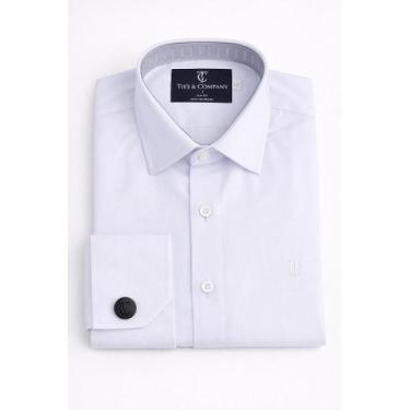 Imagem de Camisa Social Branca de Punho Duplo para Abotoaduras T&C 100% Algodão 
