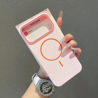 Imagem de IRTGFG Capa protetora magnética de TPU para iPhone 16e com carregamento sem fio (para iPhone 16e/Rosa)