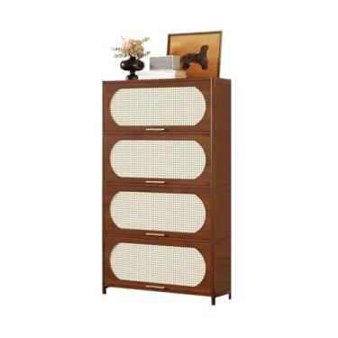 Imagem de KHUTRW3D Aparador de canto de cozinha de 4 camadas com estante de livros para armazenamento no chão, sala de estar, armário de buffet