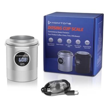 Imagem de HOMTONE Combo de copo dosador de café expresso e balança digital - precisão de 0,05 g, recarregável USB-C, compatível com portafilter de 58 mm, controle fácil de um toque - interior de aço inoxidável