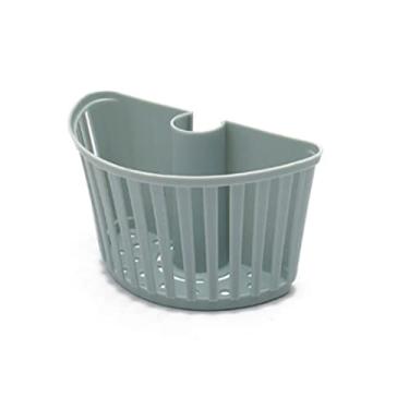 Imagem de Organizador de panelas e frigideiras de plástico para banheiro, barra de chuveiro, suporte de cesta de armazenamento, organizador de bandeja de armazenamento de chuveiro, acessório de cozinha (azul)