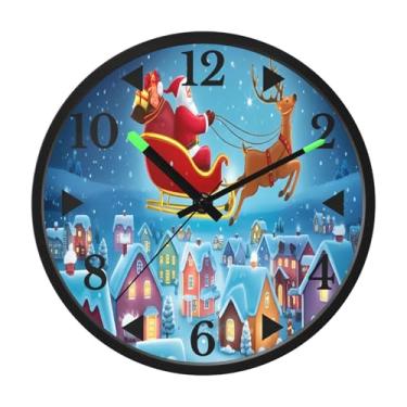 Imagem de STAYTOP Relógio de parede LED de véspera de Natal para quarto com brilho noturno, relógios de parede silenciosos de 30 cm para decoração de sala de estar, controle de som, relógio de parede moderno