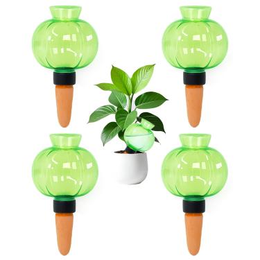 Imagem de Lihopeght 4 peças de globos de irrigação de plantas para irrigação automática de plástico interno e externo, bulbos de irrigação de 500 ml com gotejador de água de controle de liberação lenta (verde)